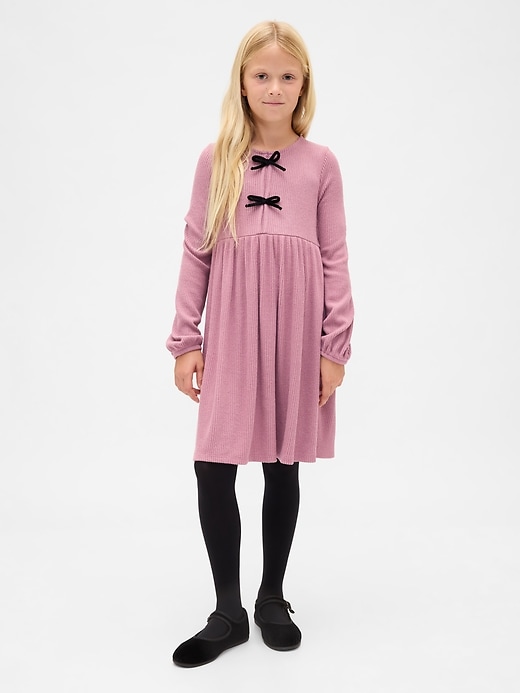 Image number 1 showing, Kids Softspun Rib Bow-Front Dress