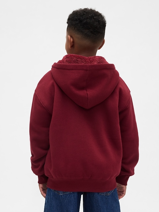 Image number 3 showing, Kids Relaxed Sherpa-Lined Zip Logo Hoodie