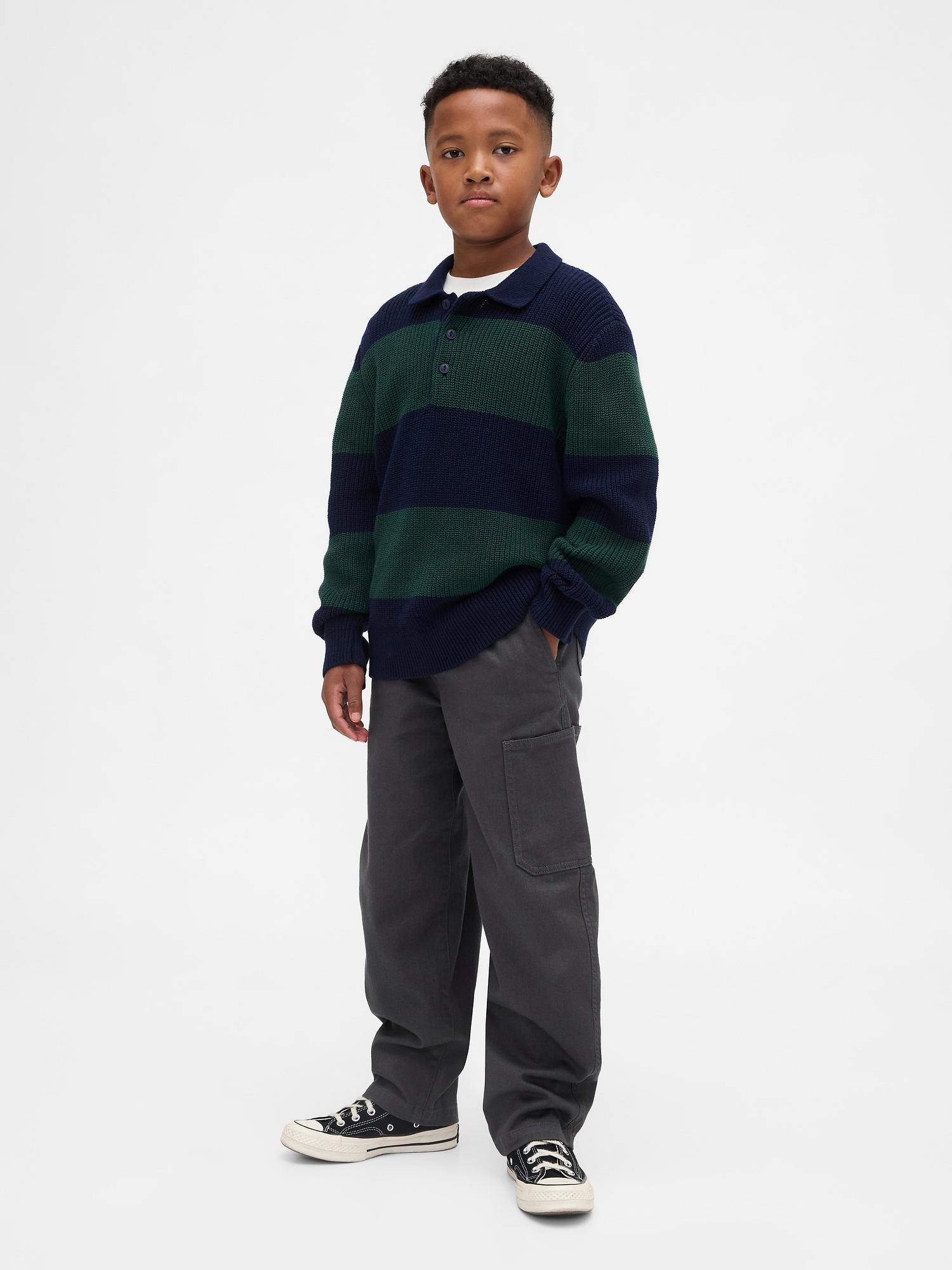 Kids Brushed Cargo Baggy Taper Pants