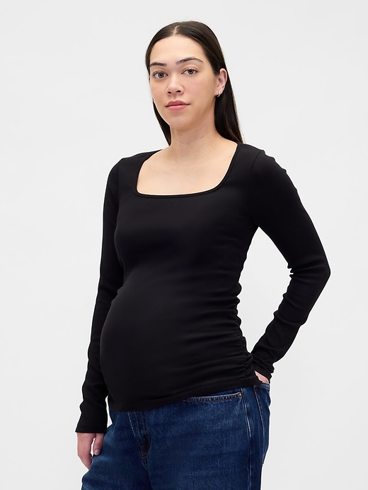 Image number 1 showing, Maternity Modern Square-Neck T-Shirt
