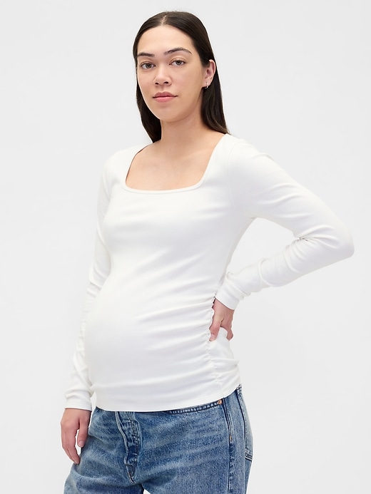 Image number 1 showing, Maternity Modern Square-Neck T-Shirt