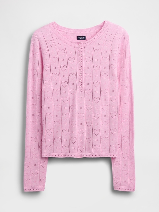 Image number 5 showing, Lightweight CashSoft Pointelle Heart PJ Top