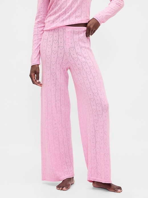 Image number 2 showing, Lightweight CashSoft Pointelle Heart PJ Pants