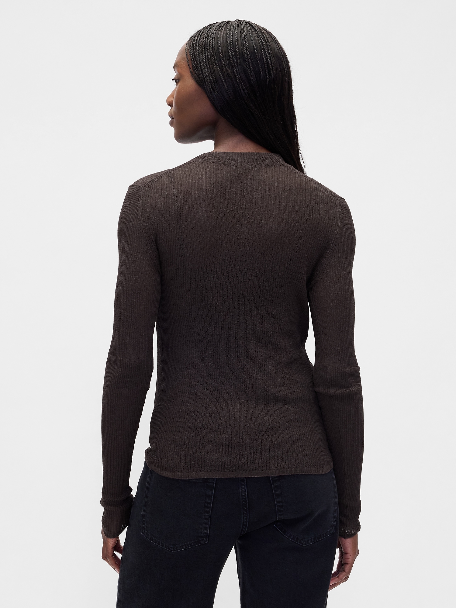 High-Neck Sheer Sweater