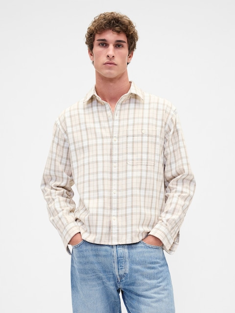 Twill Straight-Hem Shirt