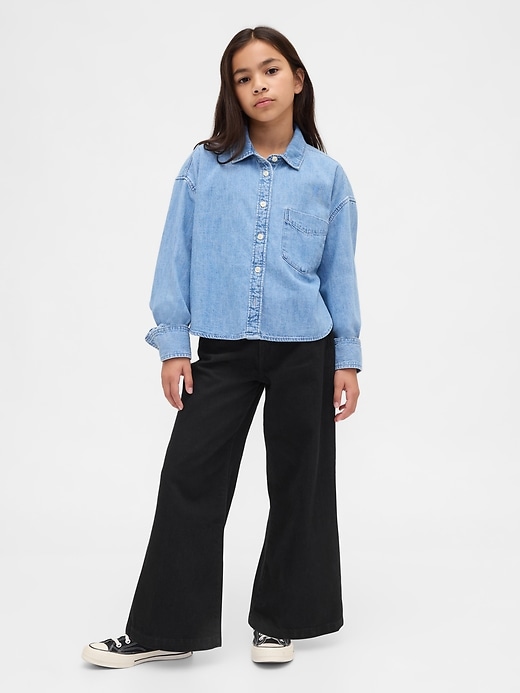 Image number 1 showing, Kids High Rise Stride Wide-Leg Ankle Jeans