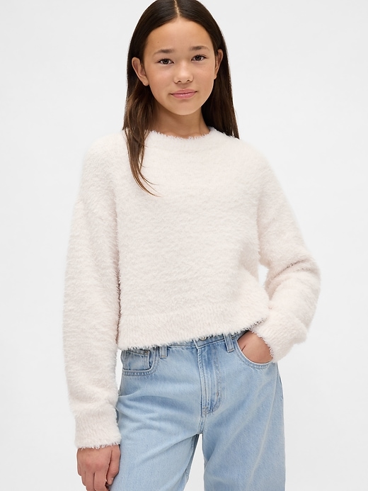 Image number 1 showing, Kids Eyelash Crewneck Sweater