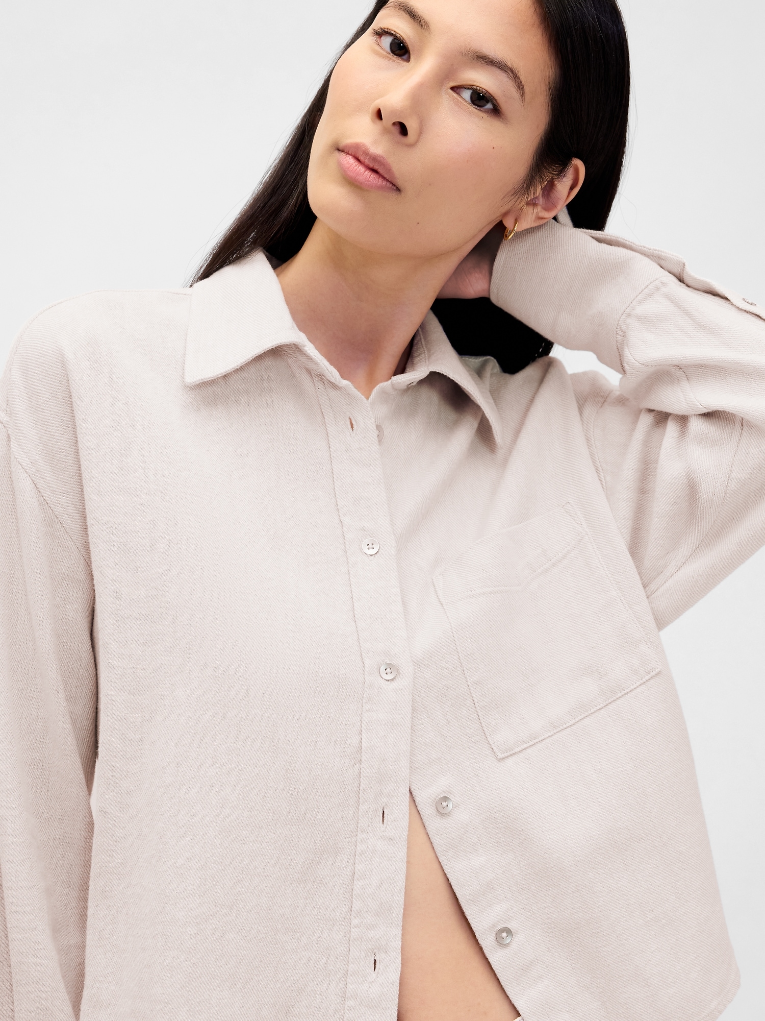 Linen-Cotton Oversized Shirt
