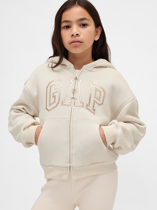 Image number 1 showing, Kids Sherpa-Lined Graphic Logo Hoodie