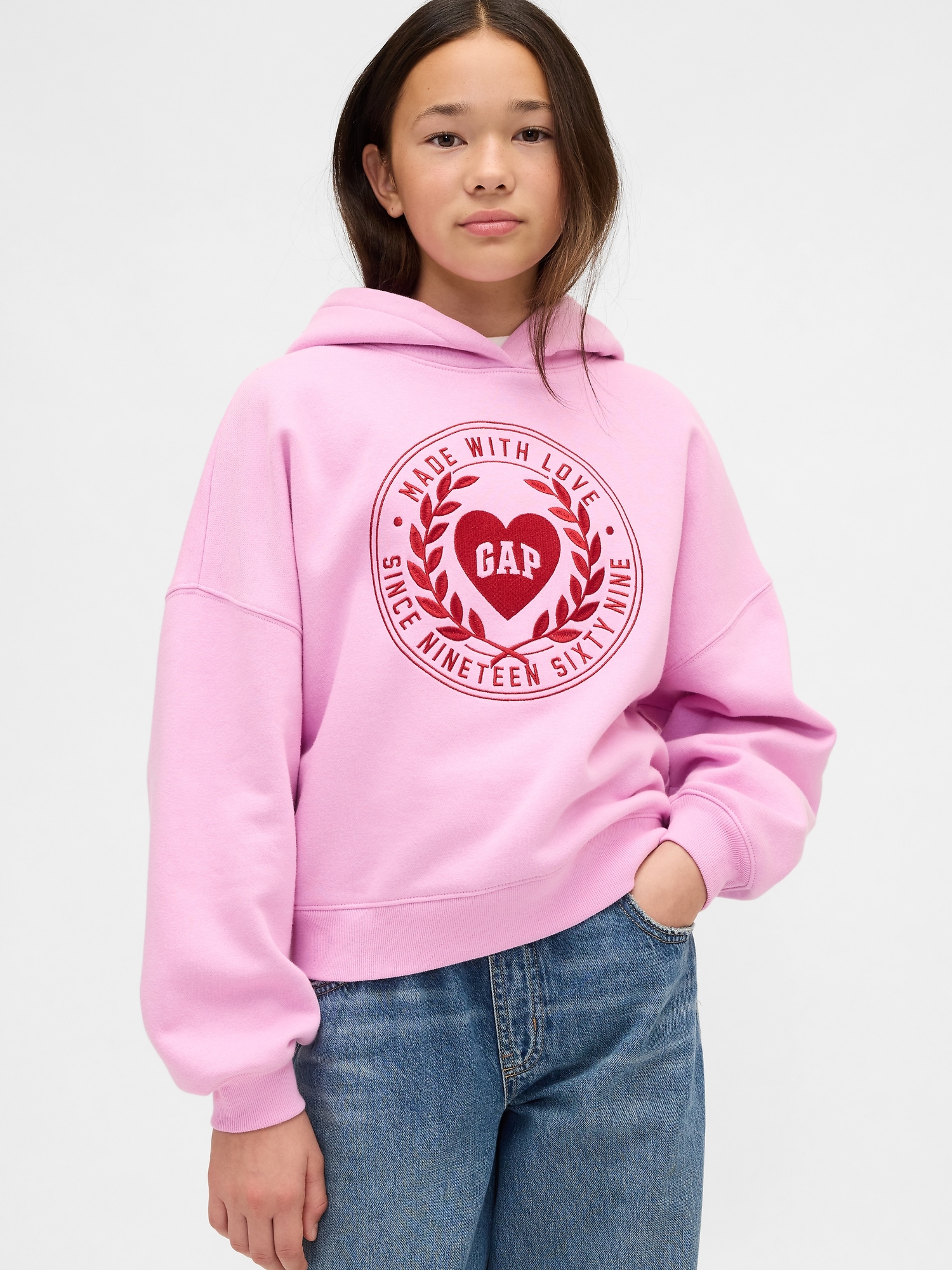 Kids VintageSoft Oversized Heart Logo Hoodie