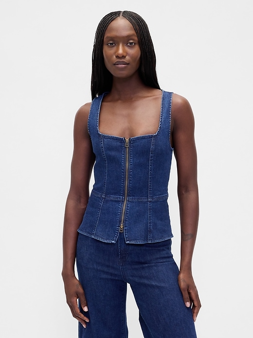 Image number 1 showing, Denim Zip Vest
