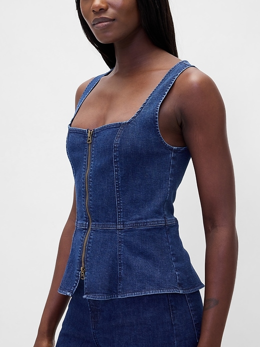 Image number 4 showing, Denim Zip Vest