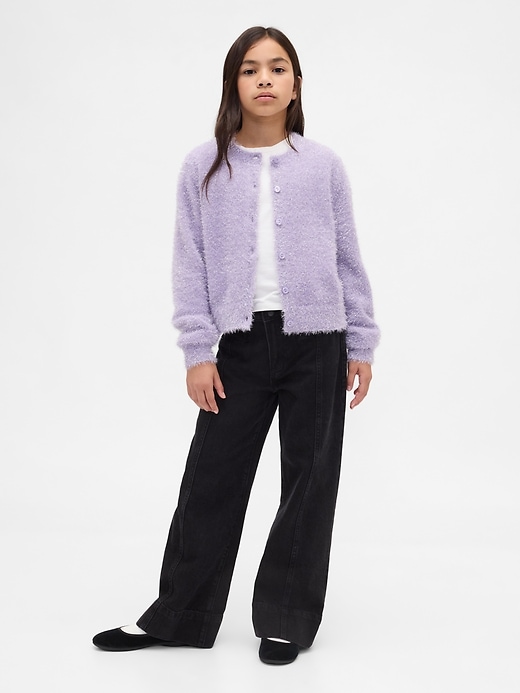Image number 4 showing, Kids Metallic Eyelash Cardigan Sweater