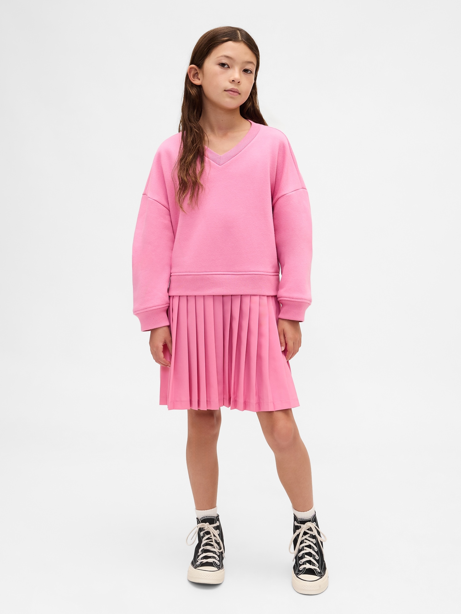 Kids VintageSoft Pleated Sweatshirt Dress