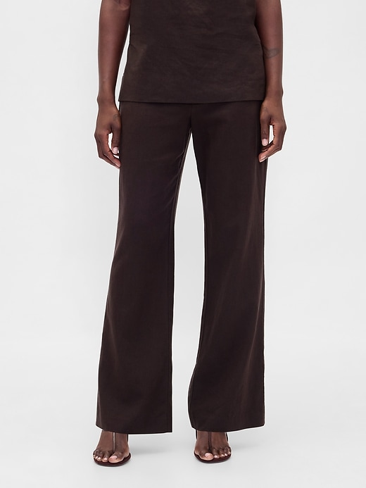 Image number 2 showing, Low Rise Linen-Blend Flare Pants