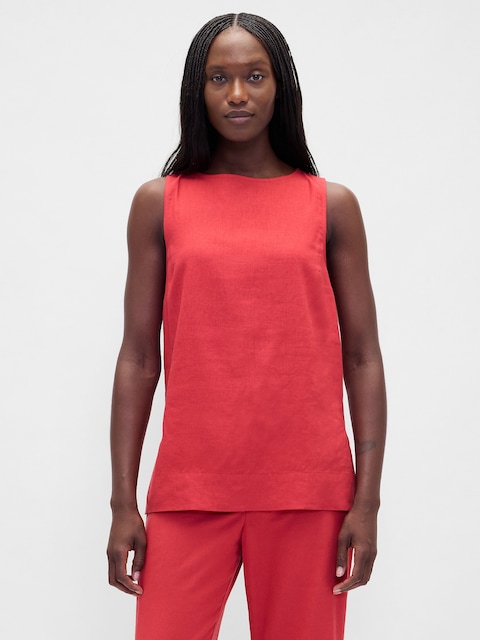 Linen-Blend Shell Tank Top