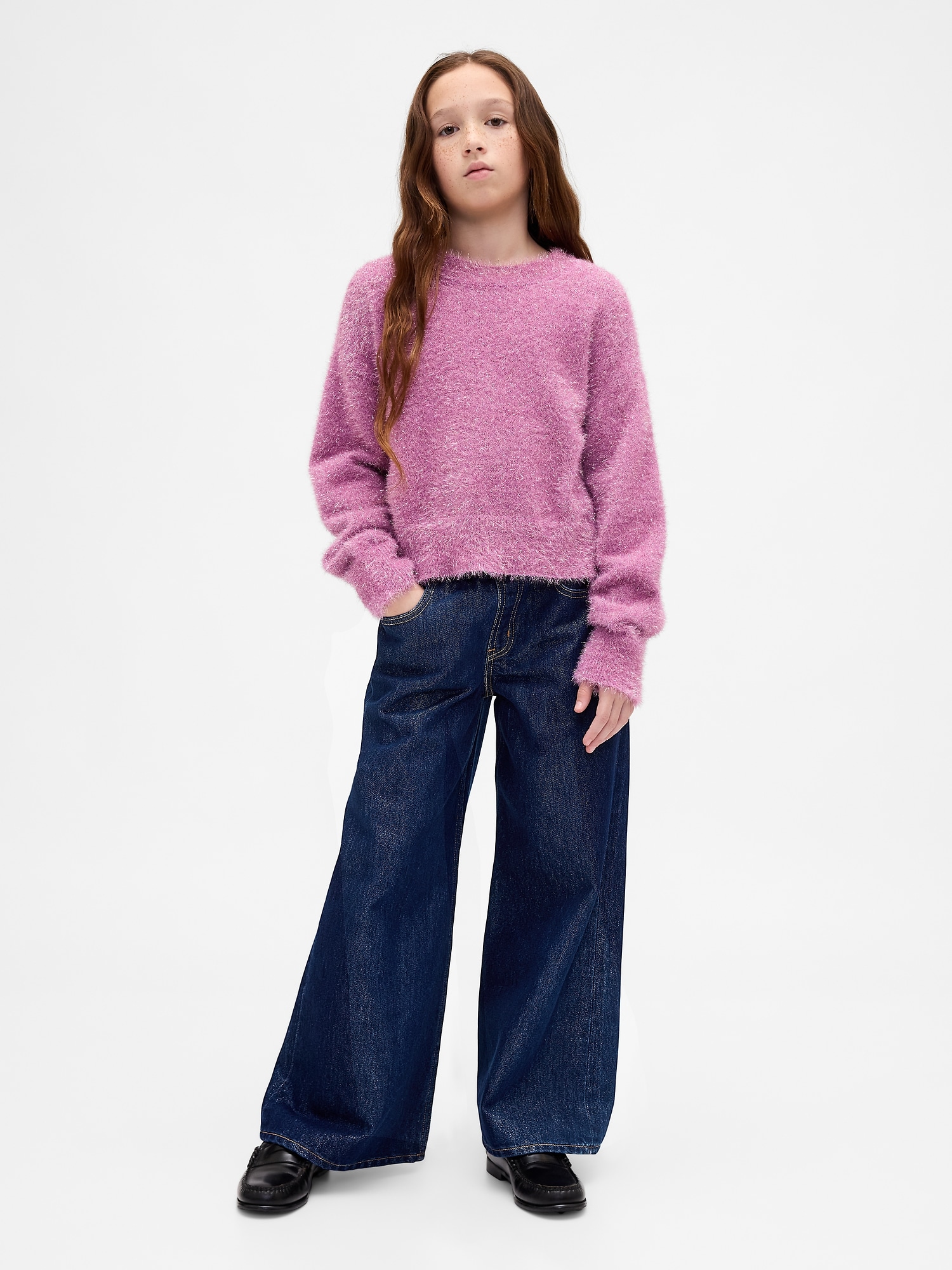 Kids Low Rise Baggy Metallic Jeans