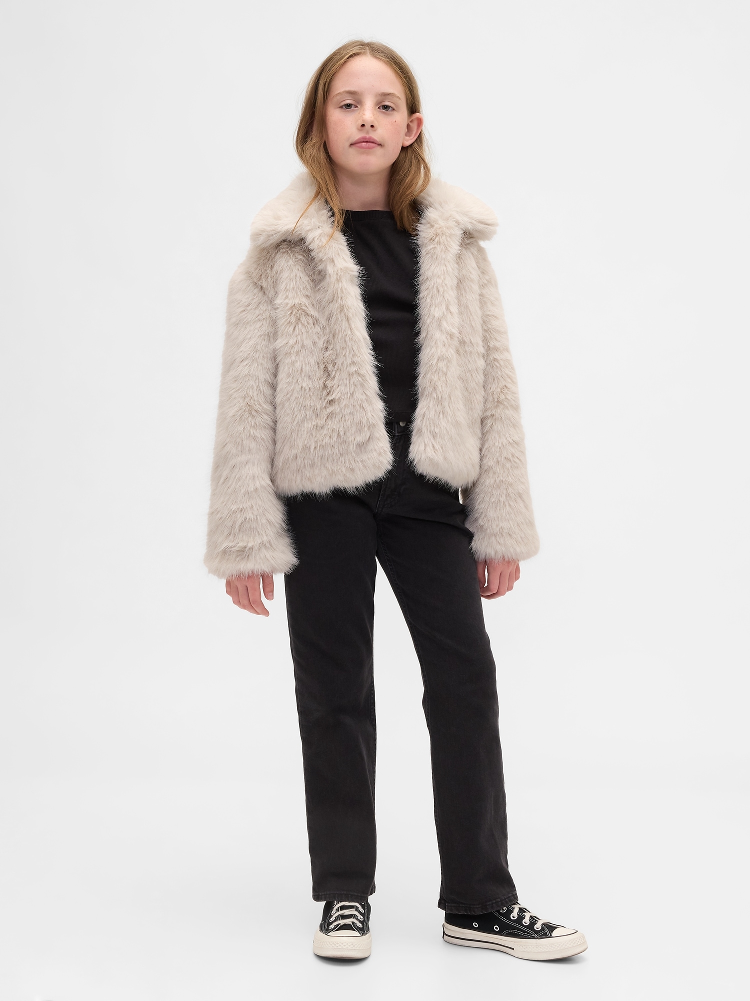 Kids Recycled Faux Fur Crop Coat