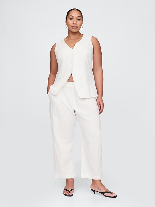 Image number 5 showing, Mid Rise Linen-Blend Easy Barrel Pants