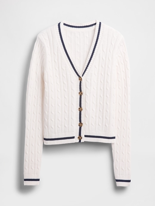 Image number 5 showing, 100% Cotton Cable-Knit Cardigan