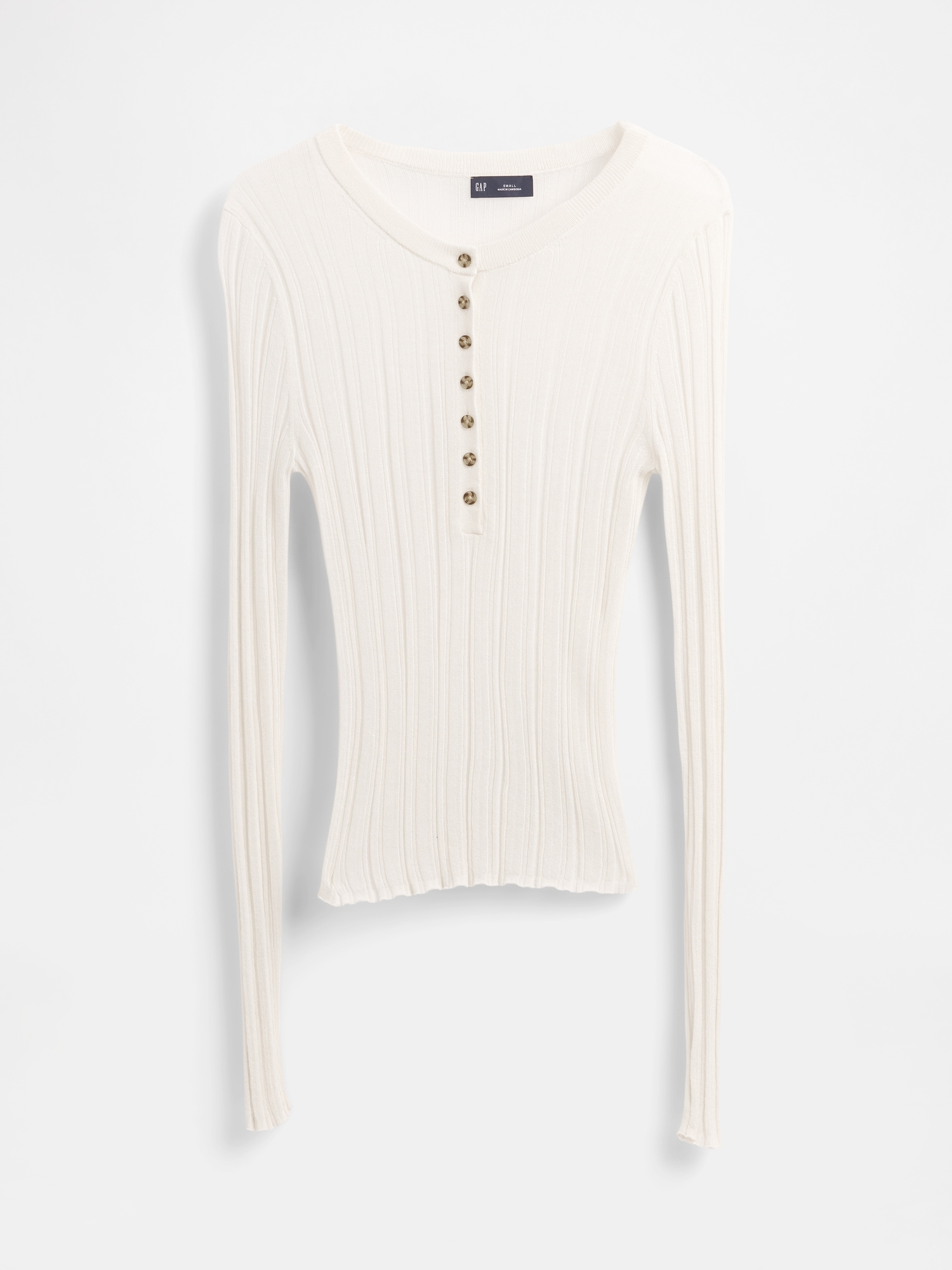 Sheer Rib Henley Sweater