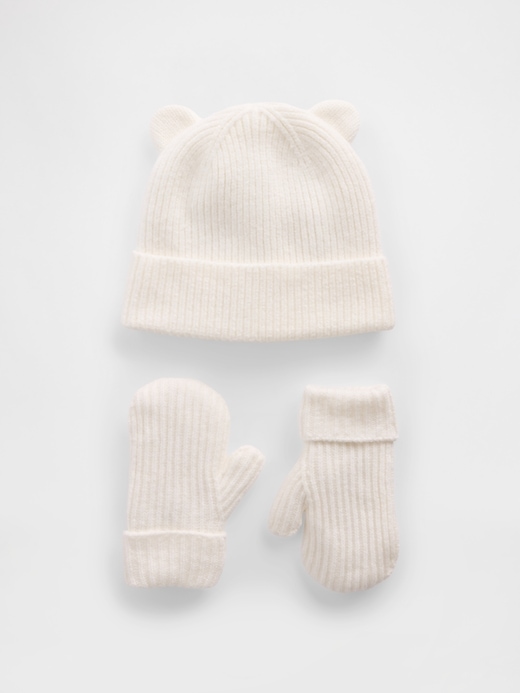 Image number 1 showing, Baby & Toddler CashSoft Bear Beanie & Mittens Set