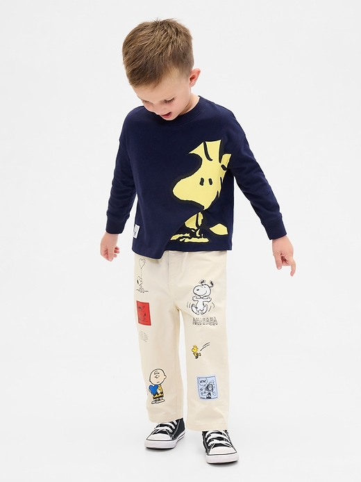 L'image numéro 1 présente Pantalon coupe baril Peanuts à taille élastique pour Bébé et Tout-petit