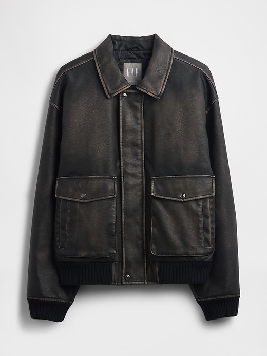 Image number 9 showing, Recycled Vegan Leather Bomber Jacket