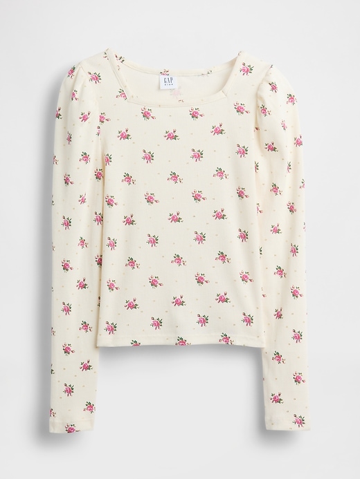 Image number 2 showing, Kids Rib Puff-Sleeve Top