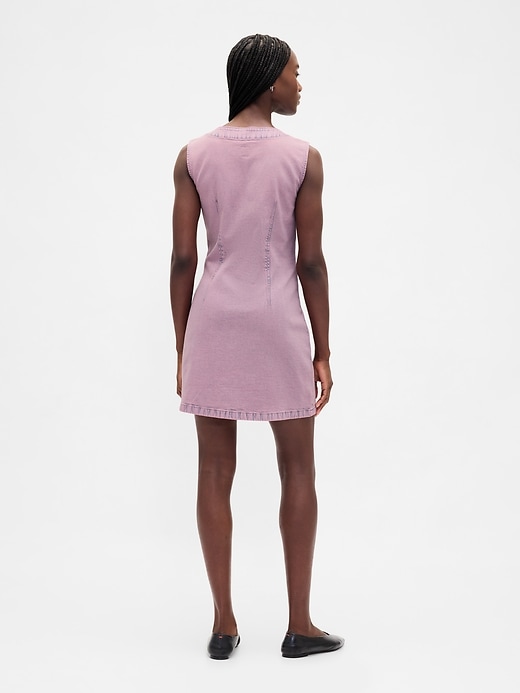 Image number 2 showing, Denim V-Neck Mini Dress