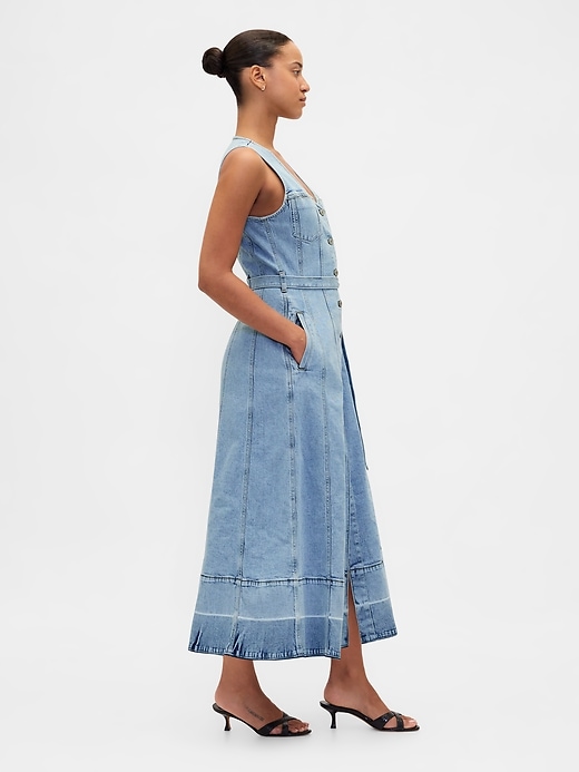 Image number 3 showing, Denim Belted Button-Front Maxi Dress