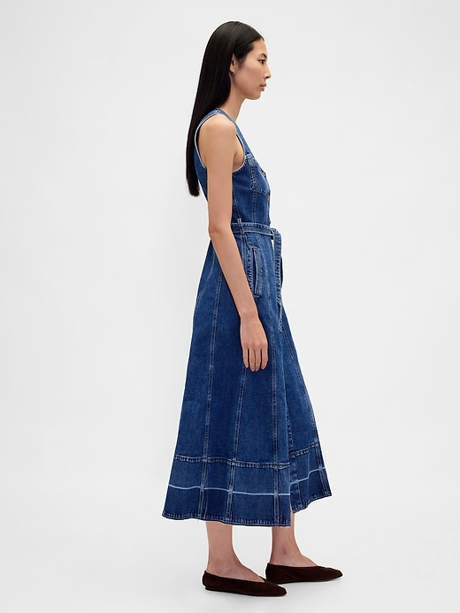 Image number 3 showing, Denim Belted Button-Front Maxi Dress
