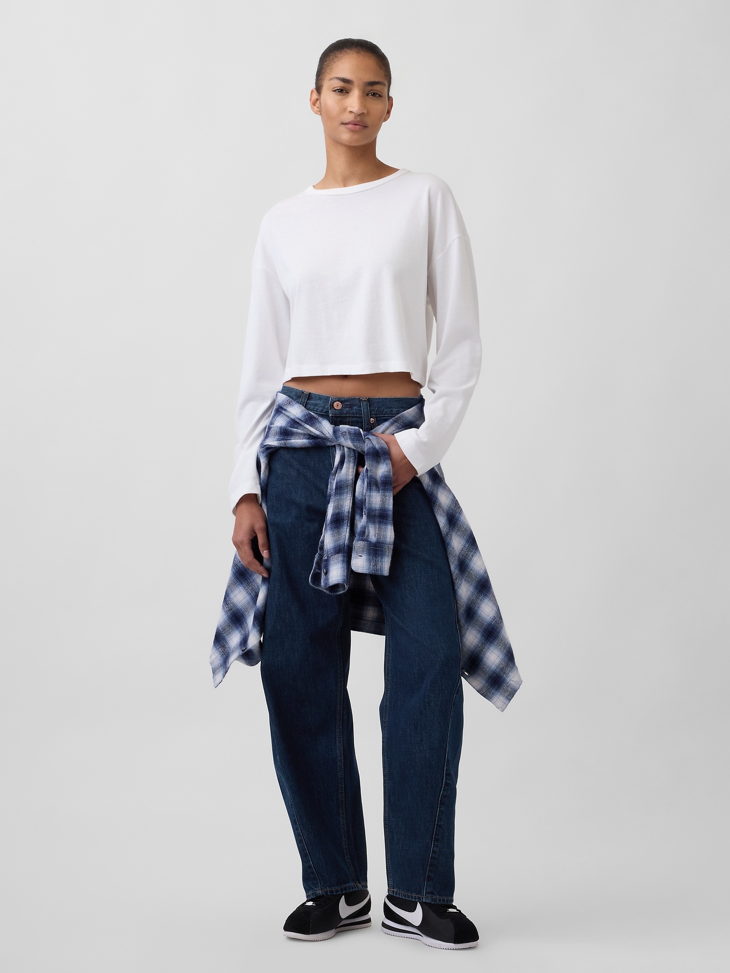 High Rise Barrel Jeans - Dark Rinse