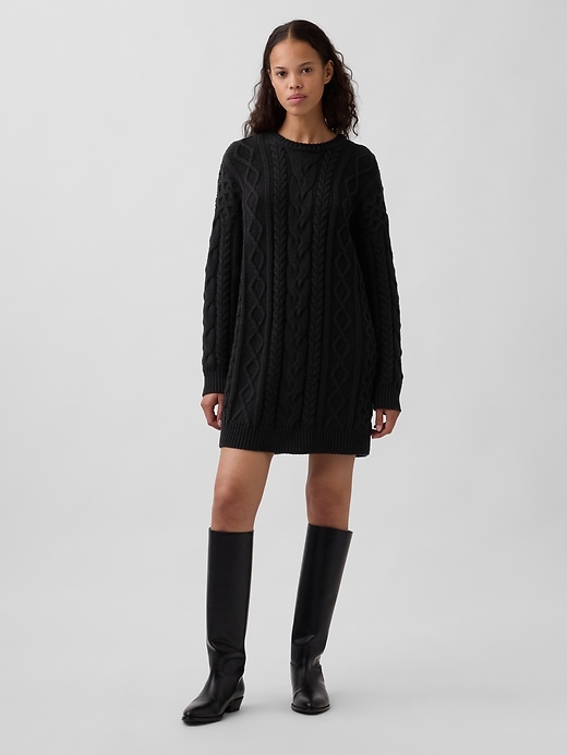 Image number 1 showing, Cable-Knit Mini Sweater Dress