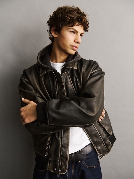 Image number 8 showing, Recycled Vegan Leather Bomber Jacket