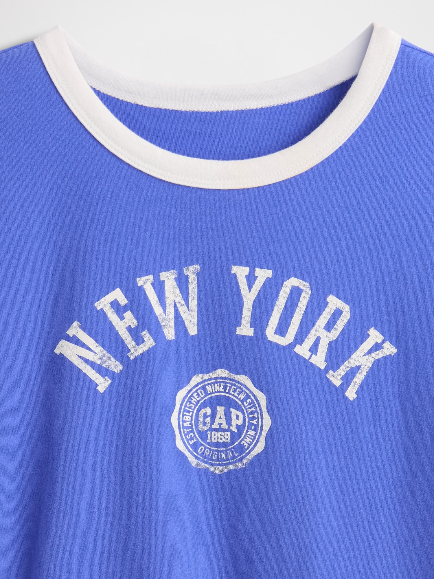 Cotton Jersey New York Logo Shrunken T-Shirt