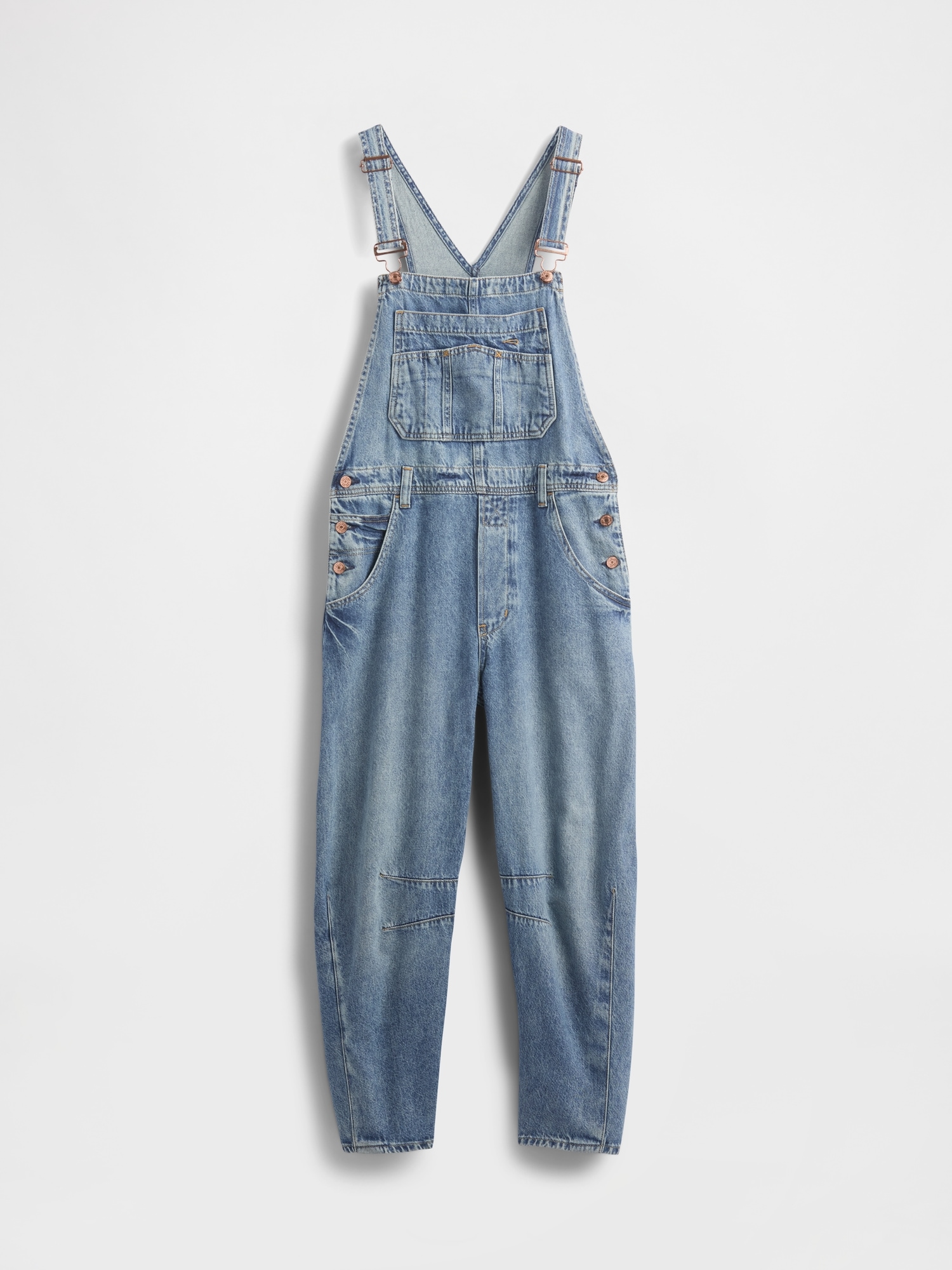 UltraSoft Denim Horseshoe Overalls | Gap