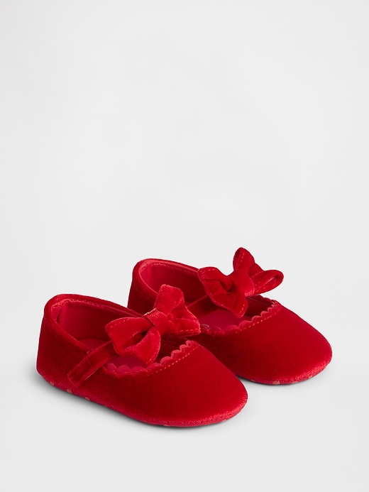 Image number 1 showing, Baby Velvet Bow Mary Jane Flats