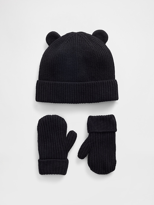 Image number 1 showing, Baby & Toddler CashSoft Bear Beanie & Mittens Set