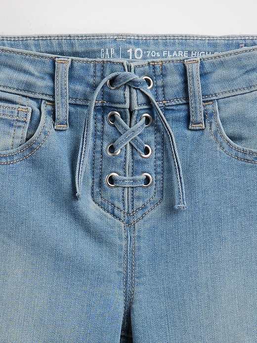 Image number 5 showing, Kids High Rise Lace-Up '70s Flare Jeans