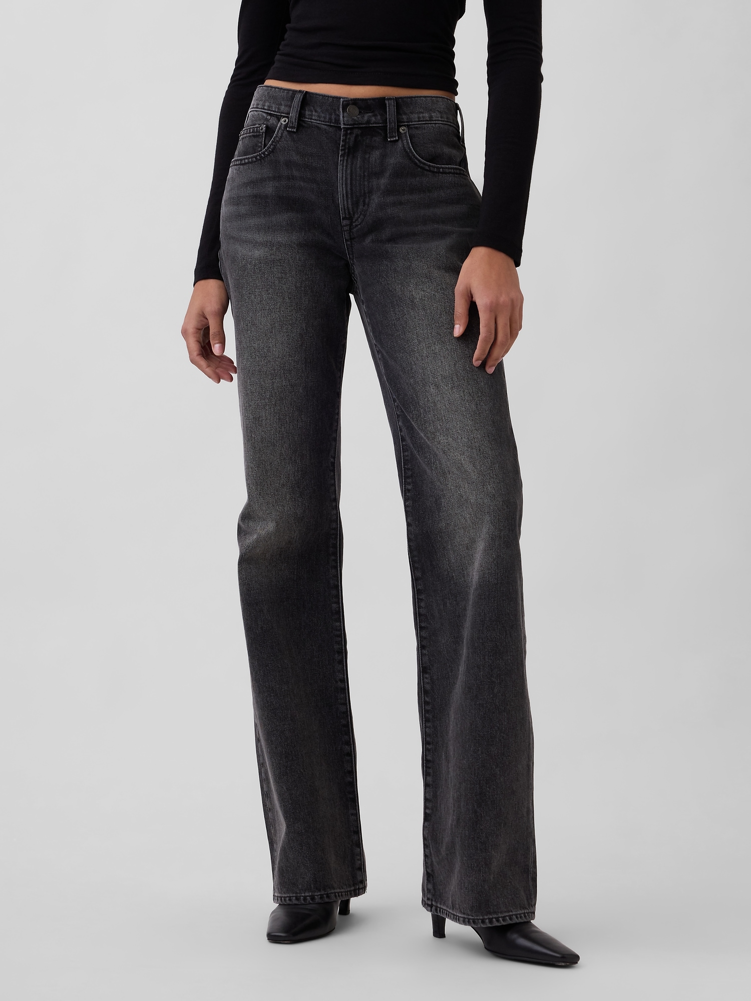 Mid Rise Rigid Relaxed Flare Jeans