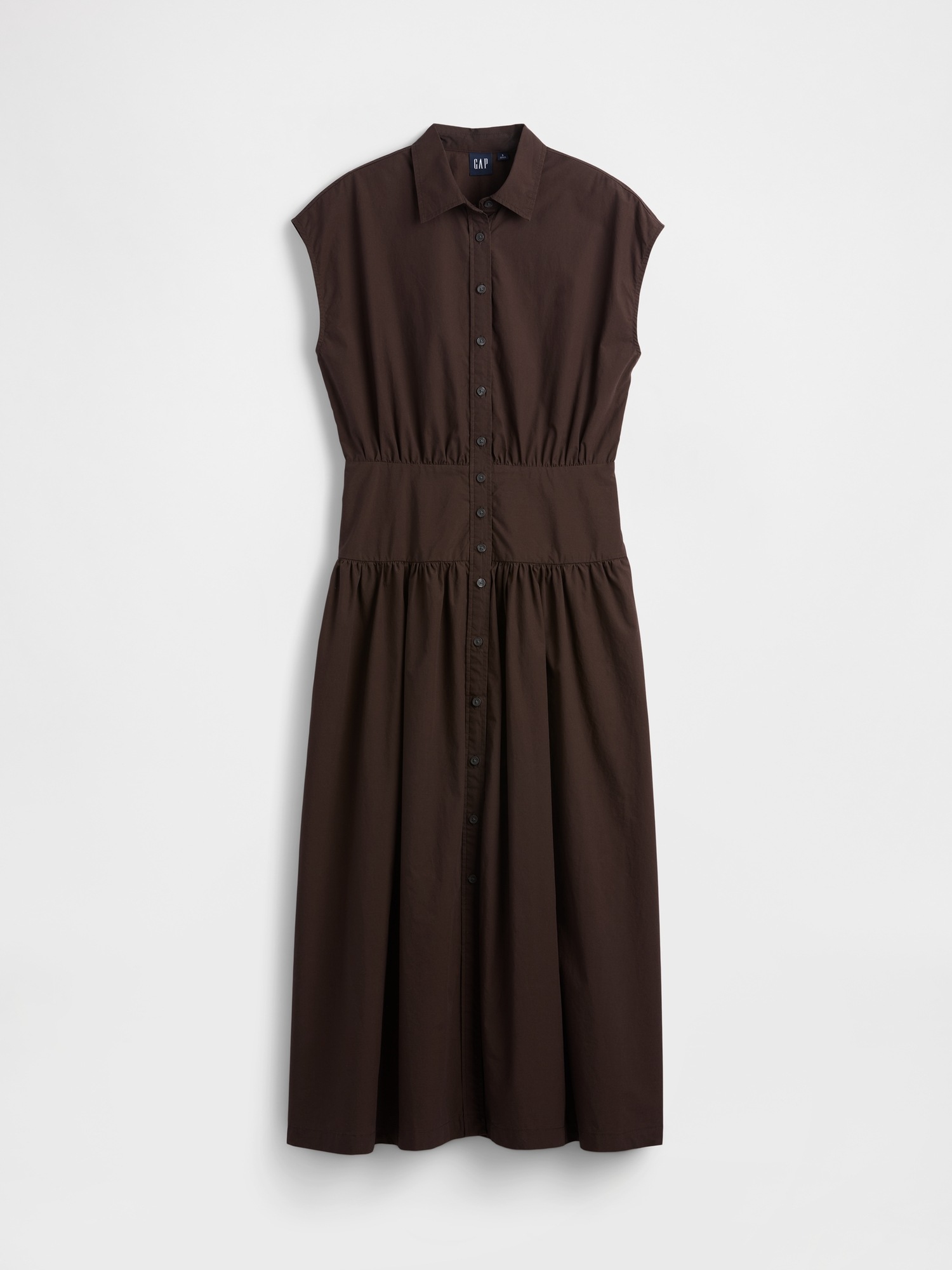 Poplin Drop-Waist Maxi Shirtdress