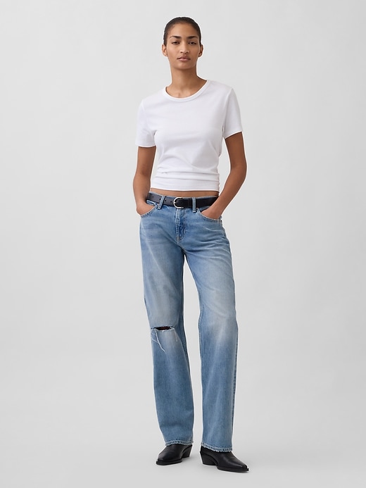 Image number 1 showing, Mid Rise Rigid Relaxed Straight Jeans