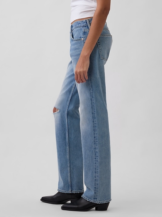 Image number 3 showing, Mid Rise Rigid Relaxed Straight Jeans
