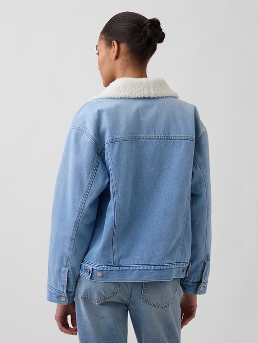 Image number 3 showing, Sherpa-Lined Shawl Denim Jacket