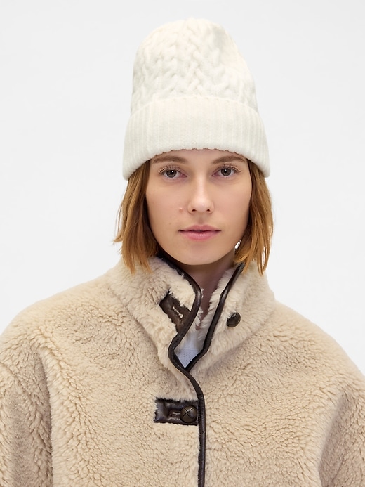 Image number 2 showing, CashSoft Cable-Knit Beanie