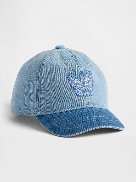 Image number 1 showing, Kids Denim Butterfly Baseball Hat