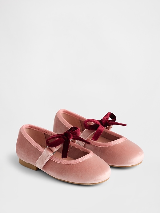 Image number 1 showing, Toddler Velvet Bow Mary Jane Flats