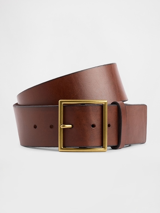 Image number 1 showing, Leather Square-Buckle Belt