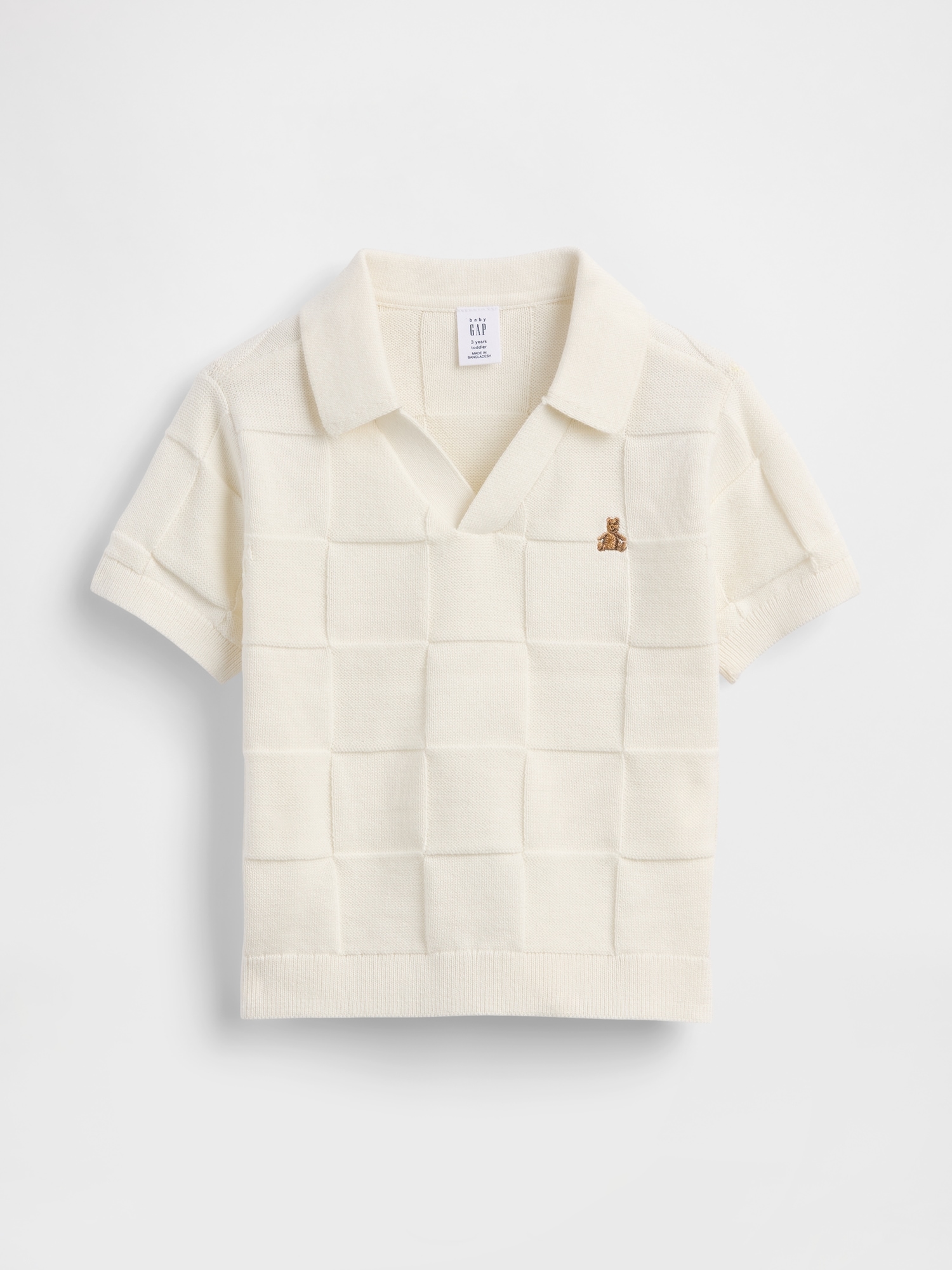 CHANDAIL À COL POLO TRICOTEUSE À CARREAUX POUR BÉBÉ ET TOUT-PETIT